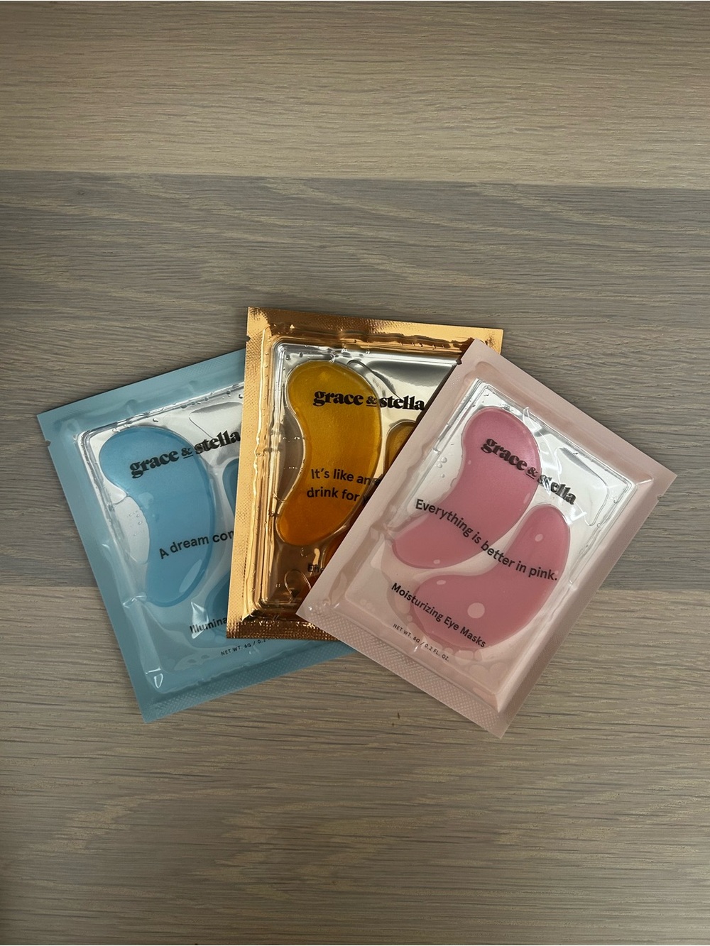 grace & stella Eye Mask Trio — Pink, Blue & Gold Pack